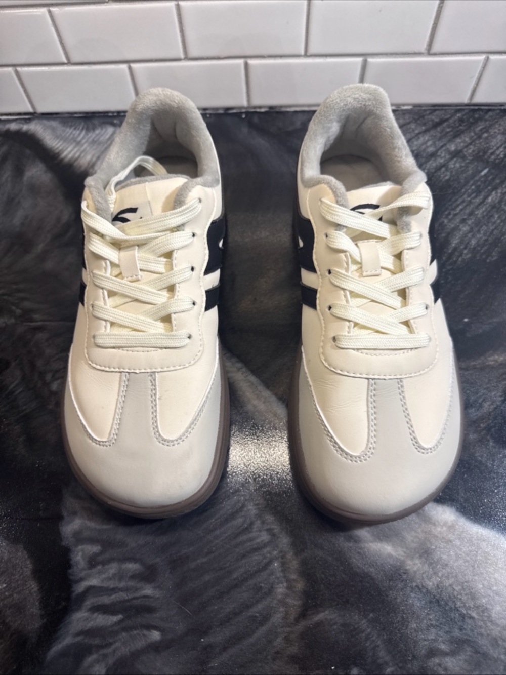 Classic Women's Athletic Sneakers in Off-White and Black